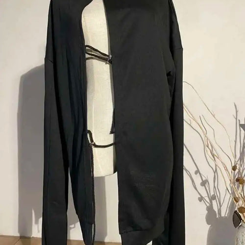 Load image into Gallery viewer, Loose Fit Black Backless Bandage Sweatshirt New Round Neck Long Sleeve Women Big Size Fashion Spring Autumn 2025 JO28401
