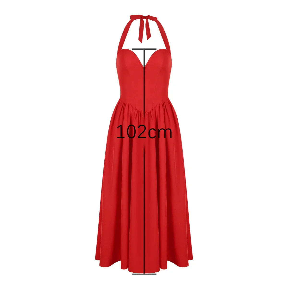 Summer Fit and Flare Halter Dress 2024 Red Elegant Bodycon Party Dresses Sexy Long Casual Dress Women's Clothing