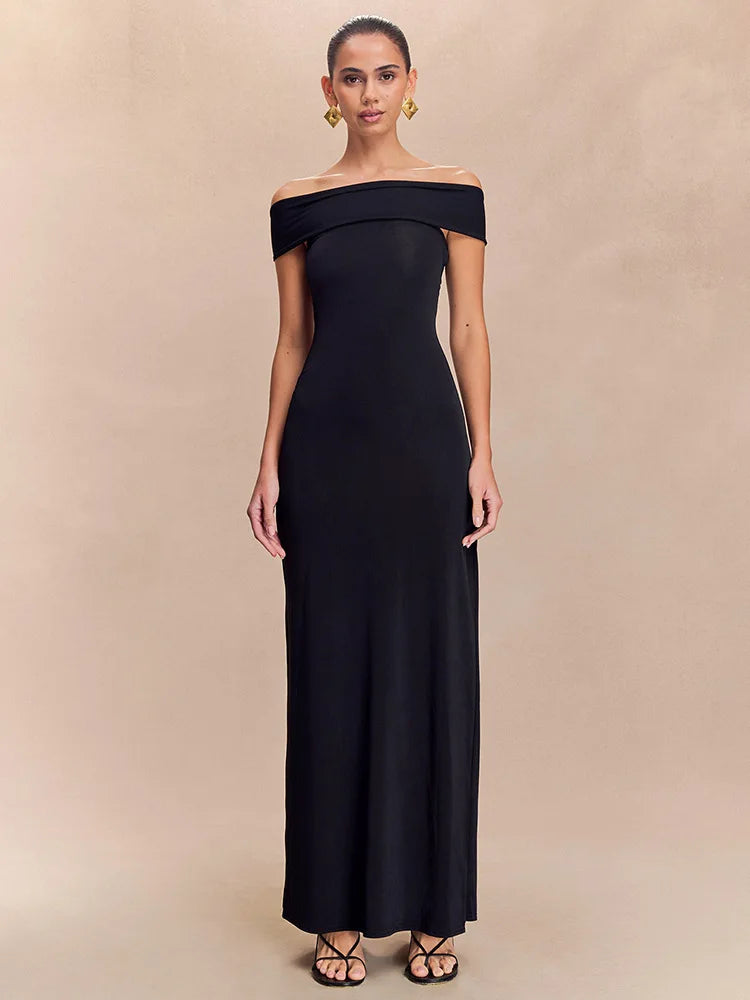 Off-shoulder Strapless Sexy Maxi Dress Women Gown Fashion  Sleeveless Backless High Waist Split Club Party Long Dress