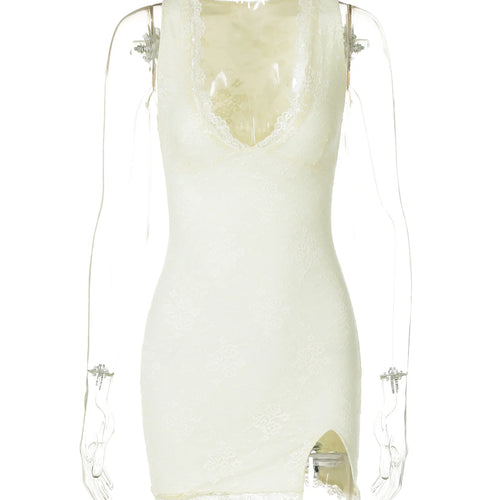 Load image into Gallery viewer, Floral Print V Neck Sleeveless Patchwork Slit Sexy Bodycon Mini Dress Summer Women Elegant Outfits Birthday Festival
