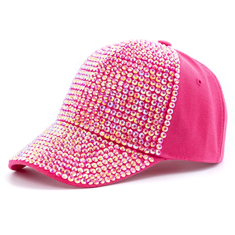 Women Diamond Inlay Cap Simple Plain Baseball Cap Female Adjustable Casual Outdoor Streetwear Fashion Hat