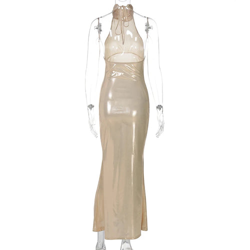 Load image into Gallery viewer, Sequins Sexy Sleeveless Backless O-neck Slim Fit Maxi Dress For Women Elegant Solid Party Evening Dress Ladies Outfits
