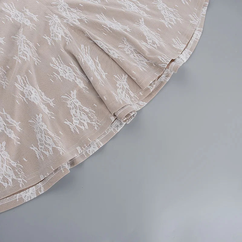 Elegant Print Mini Dress For Women Autumn Winter New Square Collar Long Sleeve Backless Loose Club Party Sexy Dress