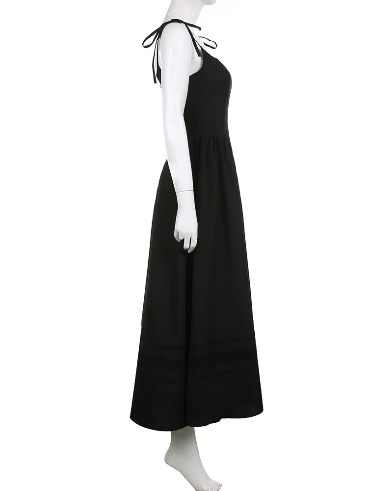 Gothic Grunge Corset Strap Long Dress Summer Lace Patchwork Dark Academia Party Female Dress Maxi Fashion Vintage Y2K