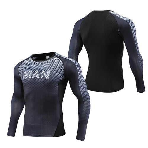 Load image into Gallery viewer, Mens Sport Compression Shirt Gym Tight Sweatshirt Running Top for Fitness T-shirt Bodybuilding Clothes Jogging Rashguard Dry Fit v1
