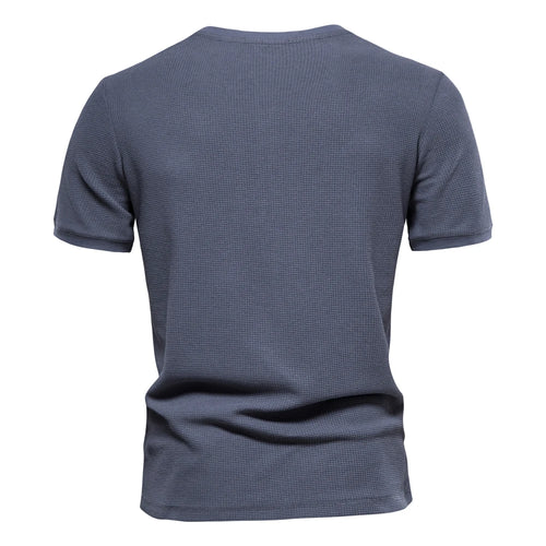 Load image into Gallery viewer, Cotton Waffle Henley T-Shirt for Men Solid Color Casual Short Sleeve Men&#39;s T-shirt New Summer Designer Tops Tee Male
