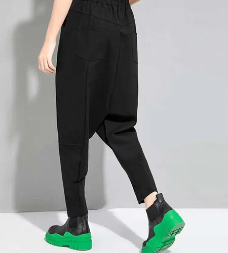 High Elastic Waist Black Brief Long Shaped Harem Pants New Loose Fit Trousers Women Fashion Spring Autumn 2025 1DF0630