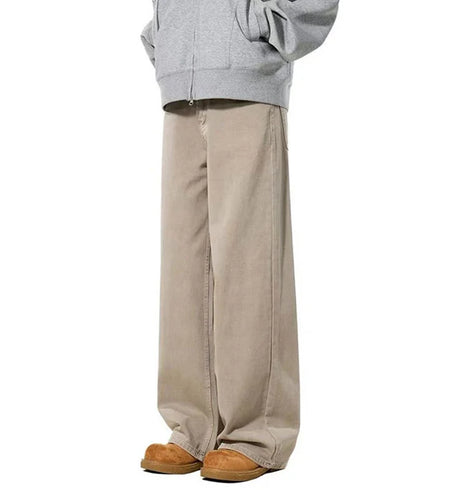 American New Chic Men's Jeans Simple Retro Washed Straight Male Denim Pants Summer Loose Fitting Men Bottoms 9W1408