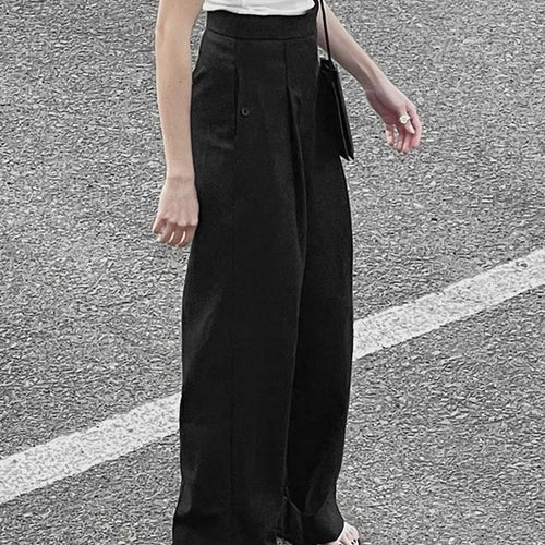 Load image into Gallery viewer, Black Spring Wide Leg Pants For Women High Waist Solid Minimalist Casual Loose Trousers Female Clothing
