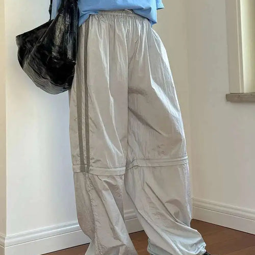 Load image into Gallery viewer, High Elastic Waist Gray Thin Detachable Two Ways Wear Pants New Trousers Women Fashion Tide Spring Summer 2025 1DH5808
