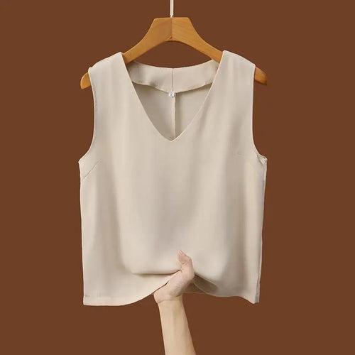 Load image into Gallery viewer, Women Summer Black White Festival Tank Tops Casual Brown Beige Lady V-neck Sleeveless Versatile Short Vest Clothing Simplicity

