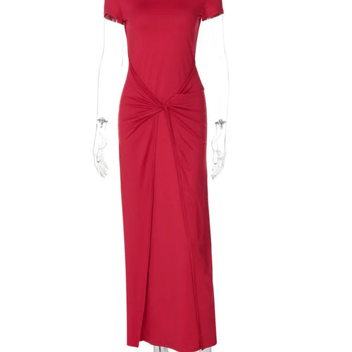 Load image into Gallery viewer, Short Sleeve Ruched Sexy Maxi Dress For Women Fashion Summer New Solid High Waist Slim Fit Elegant Long Dress Vestido
