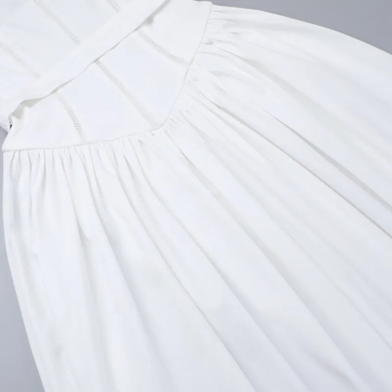 Elegant White Sundress Spaghetti Strap Backless Midi Dress For Women Fashion Sleeveless A-line Loose Long Dress New