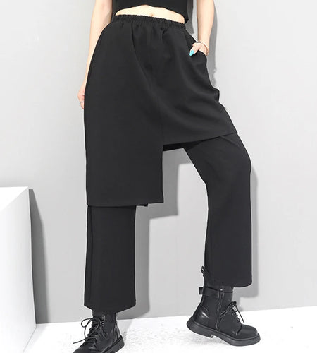 High Elastic Waist Black Irregular Long Harem Trousers New Loose Fit Pants Women Fashion Tide Spring Autumn 2025 1DC430
