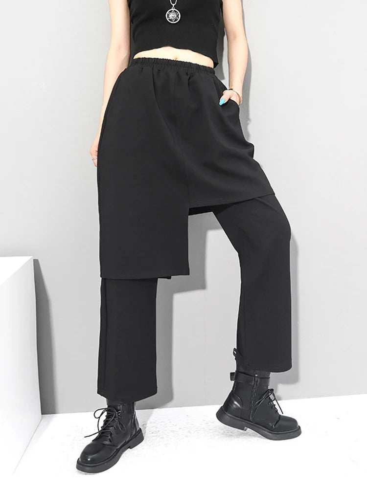 High Elastic Waist Black Irregular Long Harem Trousers New Loose Fit Pants Women Fashion Tide Spring Autumn 2025 1DC430