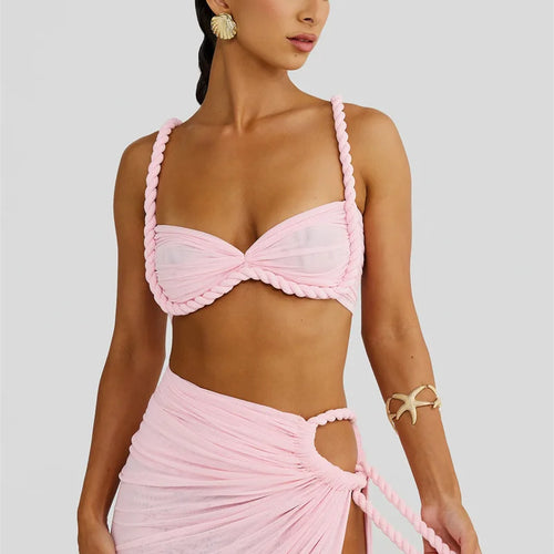 Load image into Gallery viewer, Summer Beach Sexy Two Piece Sets Women Strapless Crop Tops And Maxi Skirt Female Elegant Vacation Club 2 Piece Set
