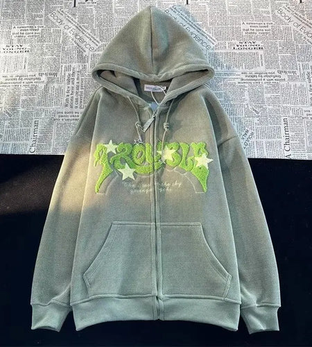 Thicked Streetwear Hoodies Women Clothing Letter Embroidery Hooded Sweatshirts Y2k Tops Vintage Corduroy Oversized Hoodie Coat