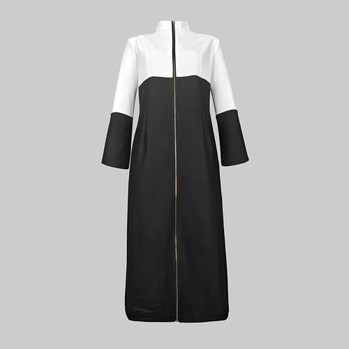 Load image into Gallery viewer, Women&#39;s Bodycon Dresses 2024 Autumn Winter Contrast Color V-neck with Zipper Long Sleeves Formal Occasion Dresses
