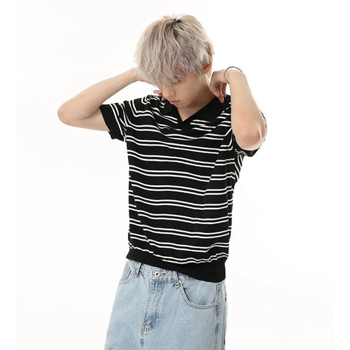 Load image into Gallery viewer, Men&#39;s T-shirts Short Sleeve New Summer Simple Stripe Contrast Color Design Casual Male Clothing Pullover Men Top 9W1682
