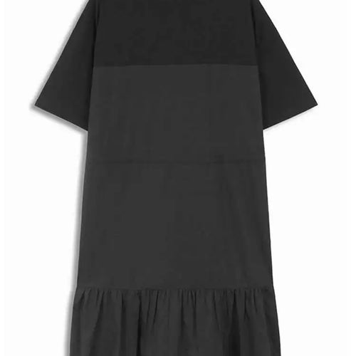 Load image into Gallery viewer, Women Khaki Color-block Pleated Big Size Midi Dress New Round Neck Short Sleeve Fashion Tide Spring Summer 2025 1DH5680
