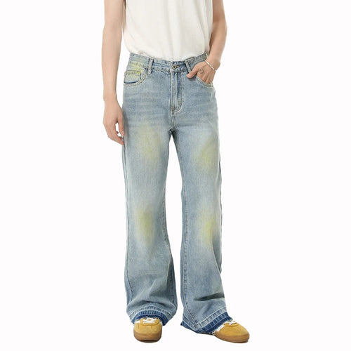 Load image into Gallery viewer, High Street Men&#39;s Jeans New American Style Vintage Tie Dye Design Micro Flared Male Washed Denim Jeans Summer 9W1841
