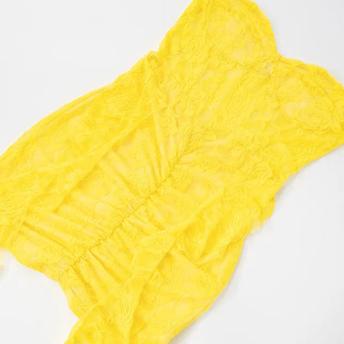 Load image into Gallery viewer, Lace Ruffle Sexy Mini Dress Women Summer New Off-shoulder Backless Sleeveless Draped Ruched  Beach Club Long Dress
