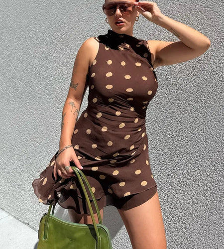 Fashion Sleeveless Mesh Patchwork Polka Dot Double-layer Dress For Women's Summer New 2025 Streetwear Holiday Beachwear