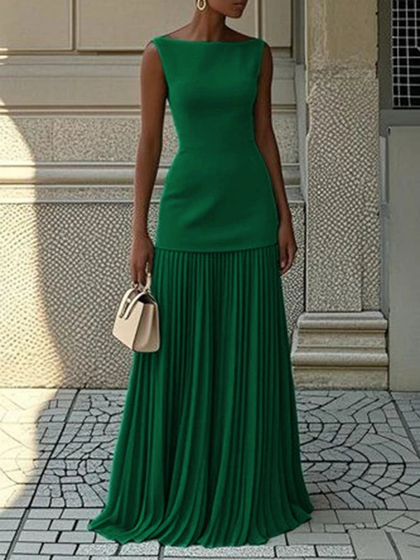 Evening Prom Maxi Dresses for Woman Summer Elegant Sleeveless Pleated Gauze Cocktail Party Wedding Guest Dresses
