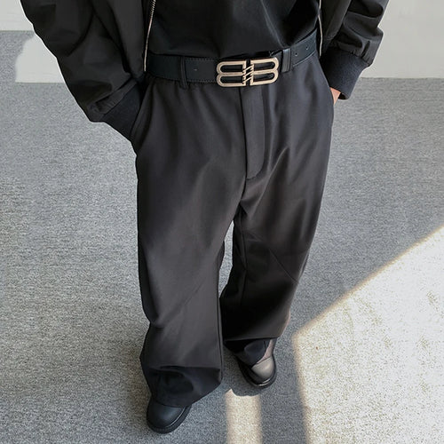 Load image into Gallery viewer, Male Pants Split Pleated Diamond Shaped  Loose Casual Suit Trousers Wide Leg Threedimensional Men&#39;s Wear Winter 9C3723
