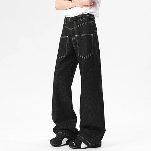 Load image into Gallery viewer, Men&#39;s Jeans New Micro Flared American Style Front Pockets Personaility Design Solid Color Fashion Male Bottoms 9W1654
