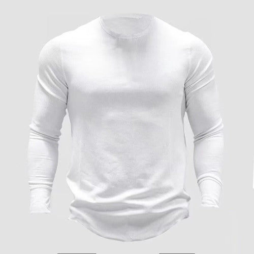 Load image into Gallery viewer, Autunmn Mem&#39;s T-shirts Round Neck Long Sleeve Gym Wear Solid Color Casual Male Pullover Tee Minimalist 9C6641
