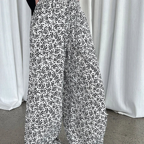 Load image into Gallery viewer, High Elastic Waist Floral Pattern Printed Long Wide Leg Pants New Trousers Women Fashion Tide Spring Autumn 2025 1DJ1473
