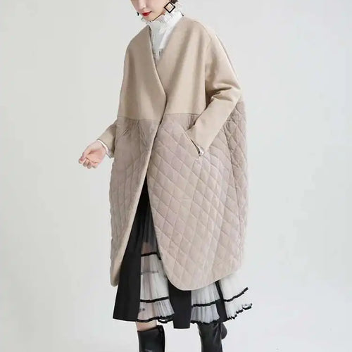 Load image into Gallery viewer, Apricot Warm Big Size Long Cotton-padded Coat Long Sleeve Loose Fit Women Parkas Fashion New Autumn Winter 2025 1DF4808
