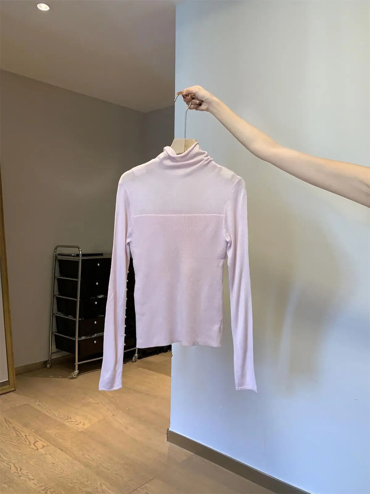 Retro Korean Version Women Solid Patchwork Elegant Knitted High Neck Sweater Autumn Winter Slim Pullovers Tops Simplicity Trendy