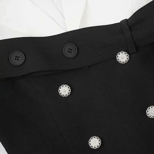 Load image into Gallery viewer, Women Black Double Breasted Color-block Mini Blazer Dress New Lapel Long Sleeve Fashion Tide Spring Autumn 2025 CPDB254
