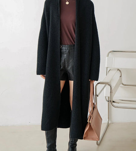 Yellow Big Size Long Knitting Cardigan Sweater V-Neck Long Sleeve Women New Fashion Tide Spring Autumn 2025 1DH6453