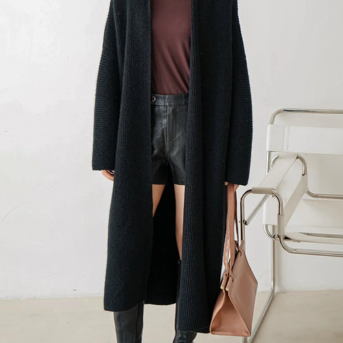 Load image into Gallery viewer, Yellow Big Size Long Knitting Cardigan Sweater V-Neck Long Sleeve Women New Fashion Tide Spring Autumn 2025 1DH6453
