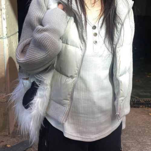 Load image into Gallery viewer, Autumn Y2k Aesthetic Vintage Solid Ribbed Tees Streetwear Half Open Collar Casual Tshirts Women Harajuku Grunge Bottoming Tops
