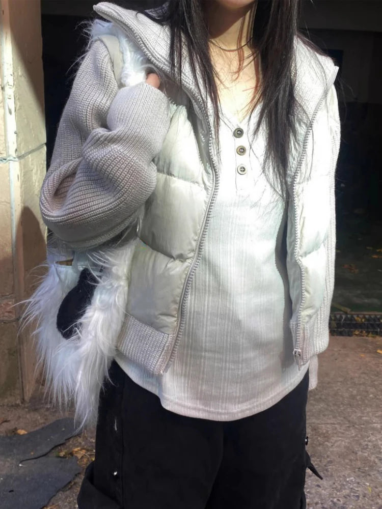 Autumn Y2k Aesthetic Vintage Solid Ribbed Tees Streetwear Half Open Collar Casual Tshirts Women Harajuku Grunge Bottoming Tops