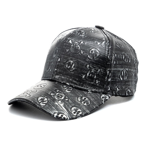 Load image into Gallery viewer, Unisex Leather Cap Skull Design Baseball Cap Men Women Adjustable Casual Outdoor Streetwear Sports Hat

