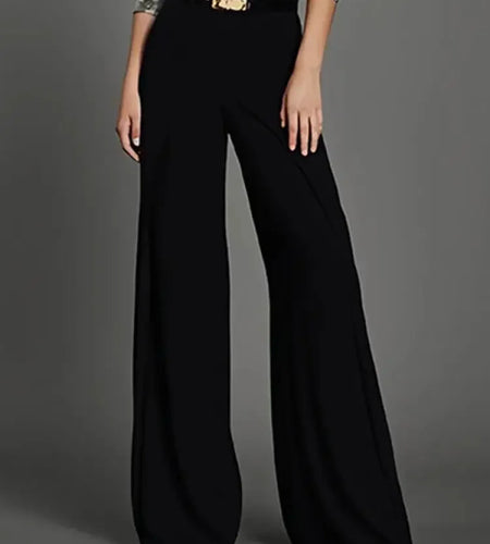 Women's Black Business Pants Spring Summer High-Waisted Flared Casual Trousers Urban Office Lady Pant