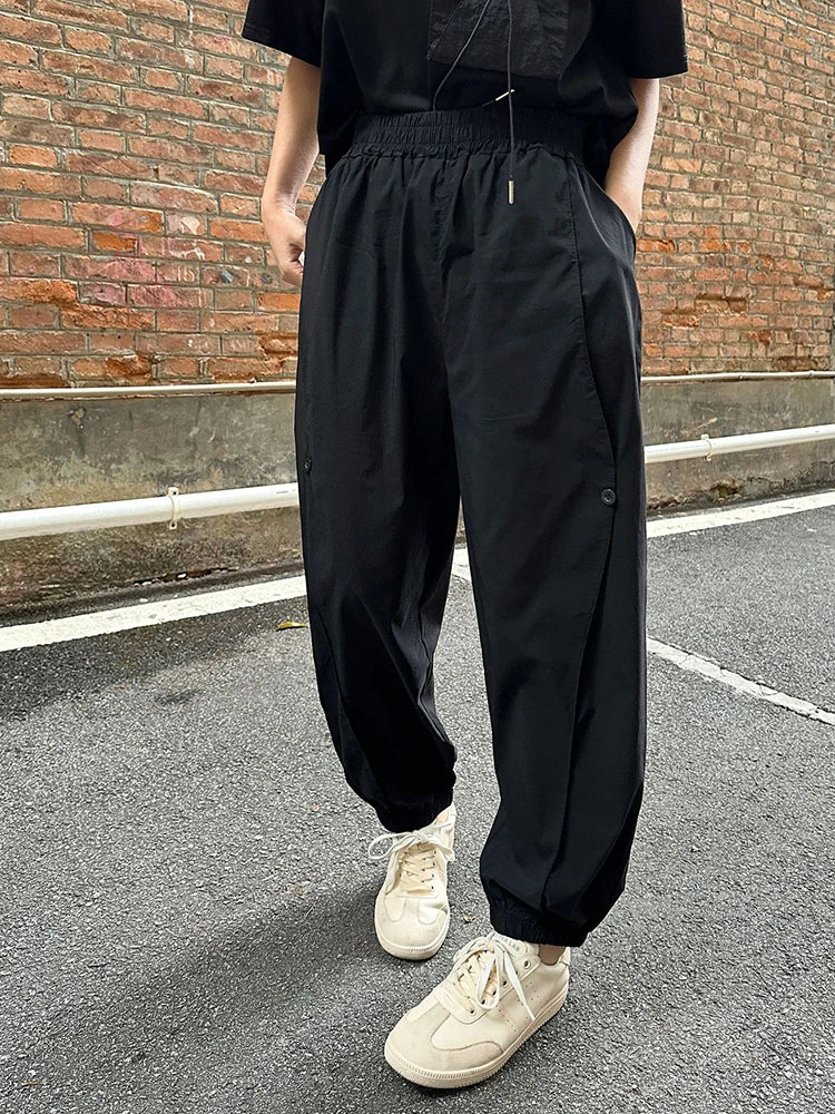 High Elastic Waist Black Brief Pocket Casual Harem Pants New Trousers Women Fashion Tide Spring Autumn 2025 1DJ0897