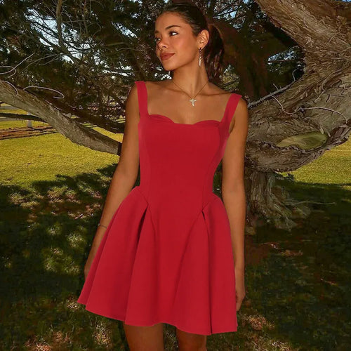 Load image into Gallery viewer, Spaghetti Strap Backless Sexy Mini Dress For Women Robe Solid Sleeveless High Waist A-line Pleated Club Party Dress
