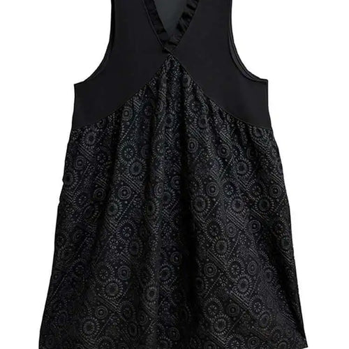 Load image into Gallery viewer, Women Black Pattern Textured Big Size  Long Vest Dress New V-Neck Sleeveless Fashion Tide Spring Autumn 2025 1DH844101
