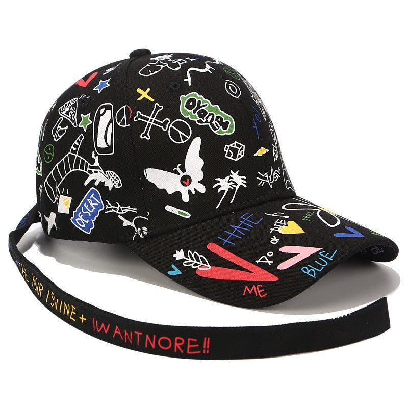 Graffiti Baseball Cap Fashion Personality Curved Summer Trendy Style Men and Women Personality Wild Cap Sun Hat