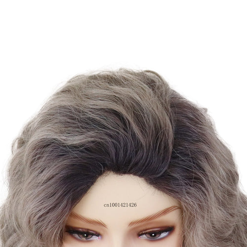 Load image into Gallery viewer, Synthetic Hair Long Curly Wigs for Women Ombre Grey Wig Dark Roots Gradient Color Gray Hair Long Wigs Costume Party Natural Wig
