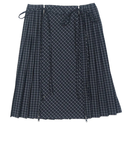 Hit Color Spliced Lace Up Loose Skirts For Women High Waist Temperament Minimalist Skirts Female Fashion Style New