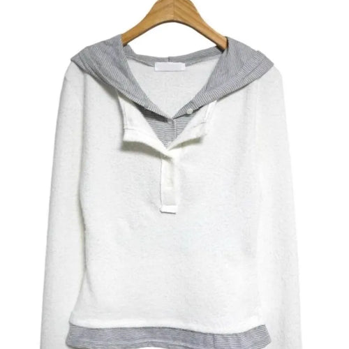 Load image into Gallery viewer, Korean Woman T Shirts Fake Two Y2k Tops Fashion Simple Tees 2024 Ropa Mujer Tunic Long Sleeve Camisetas Hooded Casual Tshirt
