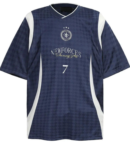 Vintage Mesh Jersey T-Shirt Y2K Graphic Printed Patchwork Racing Sports Tshirt Streetwear Hip Hop Harajuku Casual Baggy Top Tee