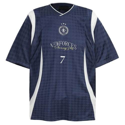 Vintage Mesh Jersey T-Shirt Y2K Graphic Printed Patchwork Racing Sports Tshirt Streetwear Hip Hop Harajuku Casual Baggy Top Tee